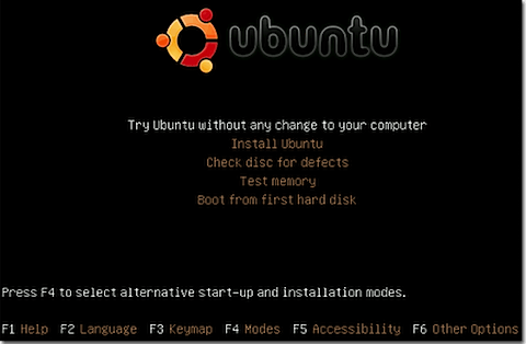 Ubuntu Linux Live CD主菜单