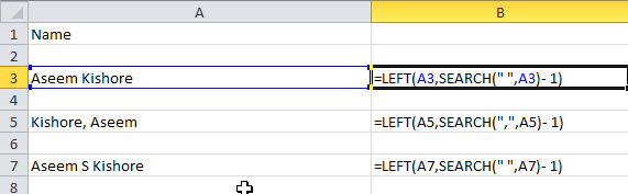 提取名称excel