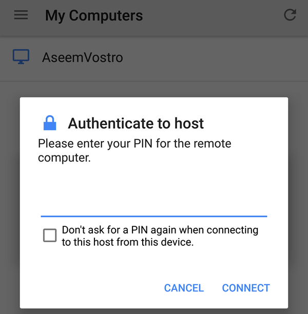 authenticate to host