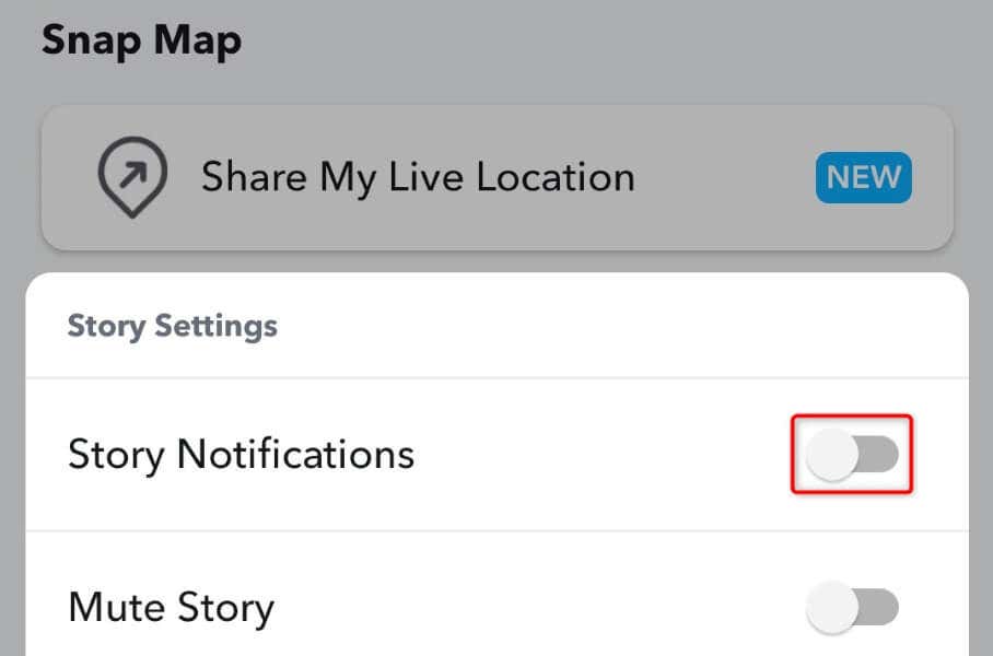 如何在 Snapchat 图像上关闭特定用户的故事通知