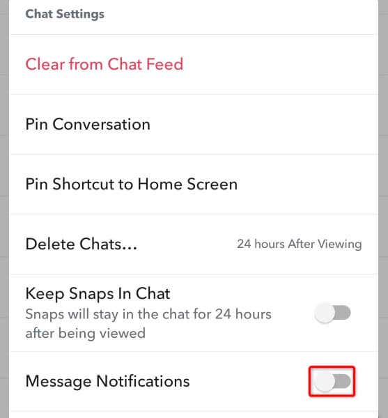 如何在 Snapchat 图像上禁用特定人员的消息警报