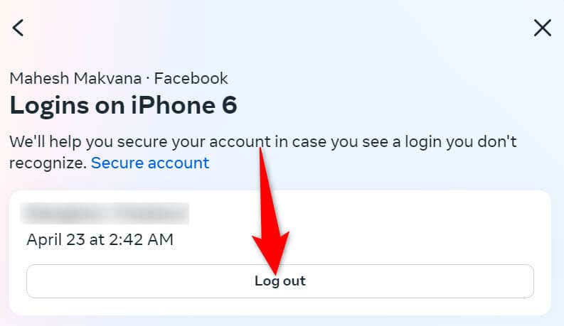 使用 Facebook 的桌面网站在手机上注销您的帐户 图片